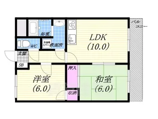 一ヶ谷ハイツ2【3階】の間取り