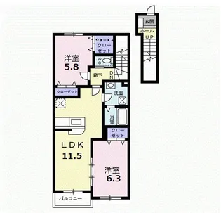 ジュネス一町田【2階】の間取り