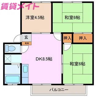 ラウンド・トータス【2階】の間取り