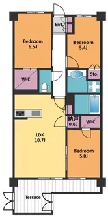 アトラスシティ千歳烏山グランスイート風ノ棟【1階】の間取り