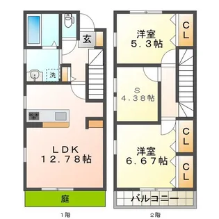 シャンブル レウスィット【2階】の間取り