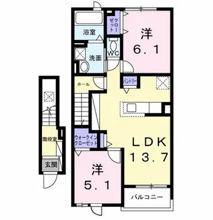 仮)古ケ崎2丁目アパートB【2階】の間取り
