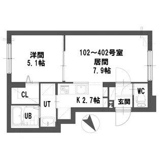グランメール美園7・8【4階】の間取り