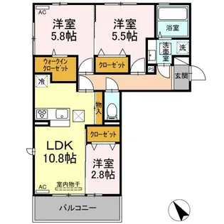 ウェスタ新八代【3階】の間取り