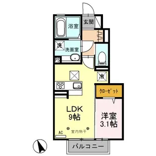 クロシェット栄【1階】の間取り