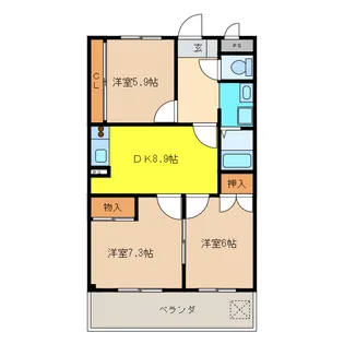サンシティー中ノ宮A【3階】の間取り