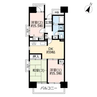 URビューコート小港【14階】の間取り