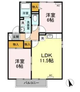 山形県山形市大野目2【アパート】の間取り