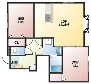 サニーフラット輝【1階】の間取り