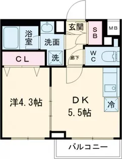 1DKの間取り画像