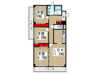 オ-ガスタ和光【3階】の間取り
