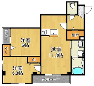 神奈川県川崎市高津区千年【マンション】の間取り