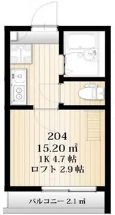 AZESTRENT国分寺204号室【2階】の間取り