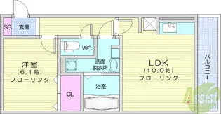 ライズ南仙台B【1階】の間取り