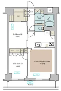 BRILLIA IST 池尻大橋【6階】の間取り