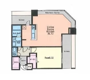 KDXレジデンス大濠ハーバービュータワー【22階】の間取り