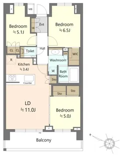 パークナード目黒【6階】の間取り