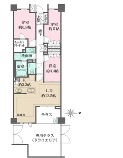 ザ・パークハウス市谷加賀町レジデンス【1階】の間取り
