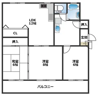 ひよどり台3団地20号棟【4階】の間取り
