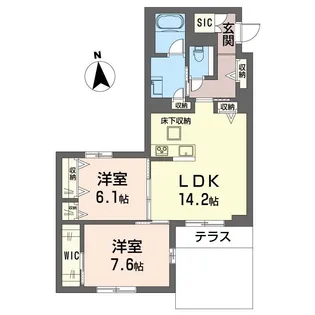 ルナリアウエスト上高田【1階】の間取り