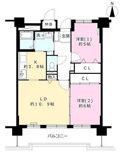 URサンラフレ平岸【4階】の間取り