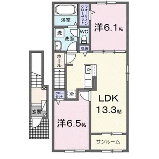 テラ ディエス ルーナ B【2階】の間取り