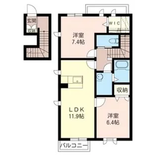 ラ・グラシューズB シャーメゾン【2階】の間取り