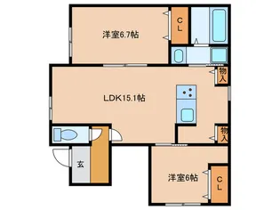 クインテット土生【1階】の間取り