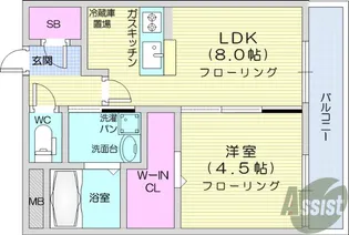 ウィステリア八幡【3階】の間取り