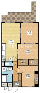 ライオンズマンション文教【6階】の間取り