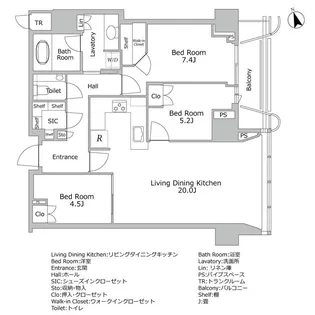 パークコート神宮北参道ザ・タワー【21階】の間取り