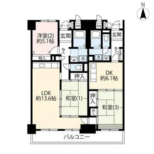 UR多摩ニュータウンシティハイツ南大沢【3階】の間取り