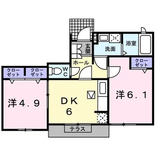 マリー フィオーレA【1階】の間取り