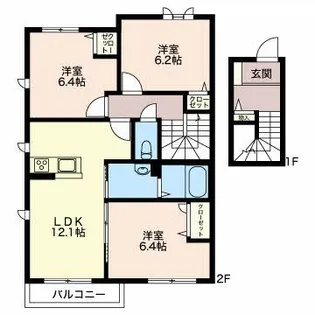 ヴィラーチェ古田刈 A【2階】の間取り