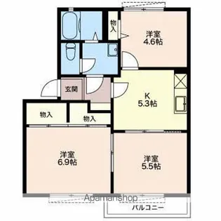 カーサヴェルデ B【2階】の間取り