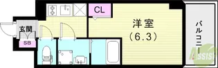 エスリード ザ ランドマーク神戸【4階】の間取り