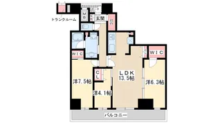 ジオタワー大阪十三【22階】の間取り