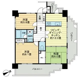 ライオンズガーデン緑ヶ丘【3階】の間取り
