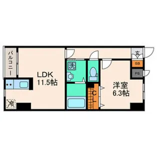 苦竹レジデンス壱番館【6階】の間取り
