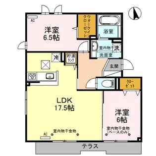 グランタス B棟 B112号室【1階】の間取り