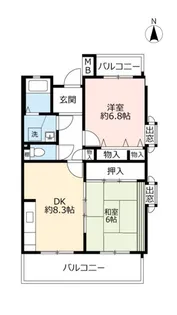 URアルビス五月ヶ丘【1階】の間取り