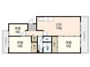 鈴が峰第5団地 5号棟【4階】の間取り