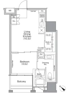 ザ・パークハビオSOHO横浜関内【12階】の間取り