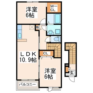 サンセット・ヒルA・B・C【2階】の間取り