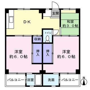 ビレッジハウス磐城3号棟【4階】の間取り