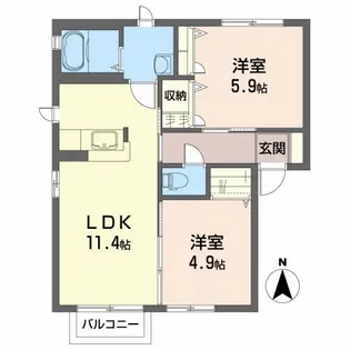パステルコート成田 E【2階】の間取り