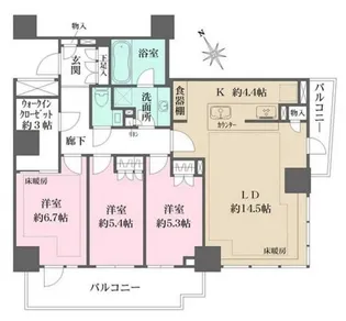 ザ・パークハウス三田ガーデン タワー棟【2階】の間取り