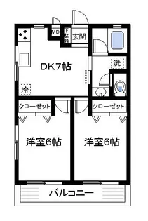 2DKの間取り画像