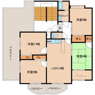 ハイツ サンルート【3階】の間取り
