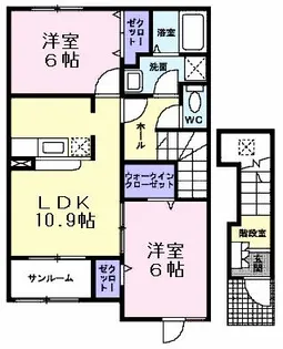 ラフレシールイースト【2階】の間取り